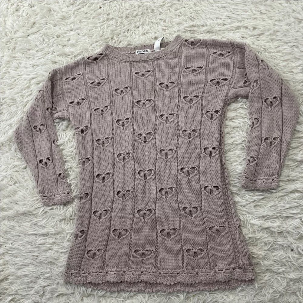 PARADOX Vintage Sweater Dress Shirt Womens S Pink Hearts Ramie Vintage 90s Knit